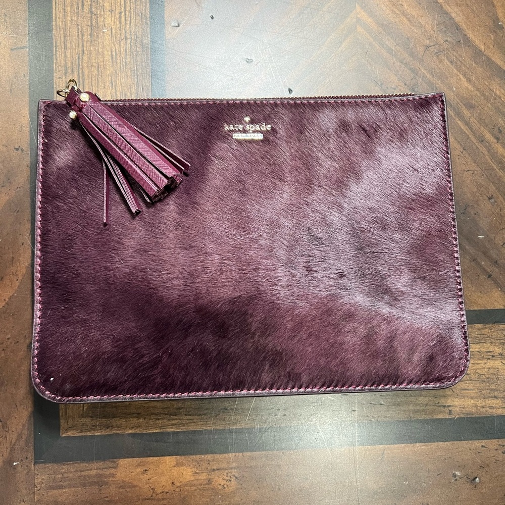 NWT Kate Spade New York Laurel Way Haircalf Deepplum Clutch